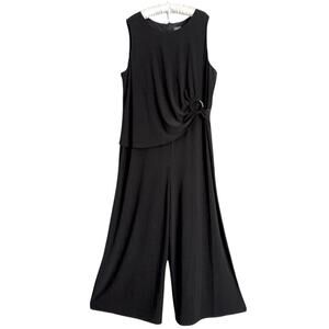 Vince Camuto Jumpsuit 20W Black Sleeveless Wide Leg Stretch FAUX WRAP Stretch